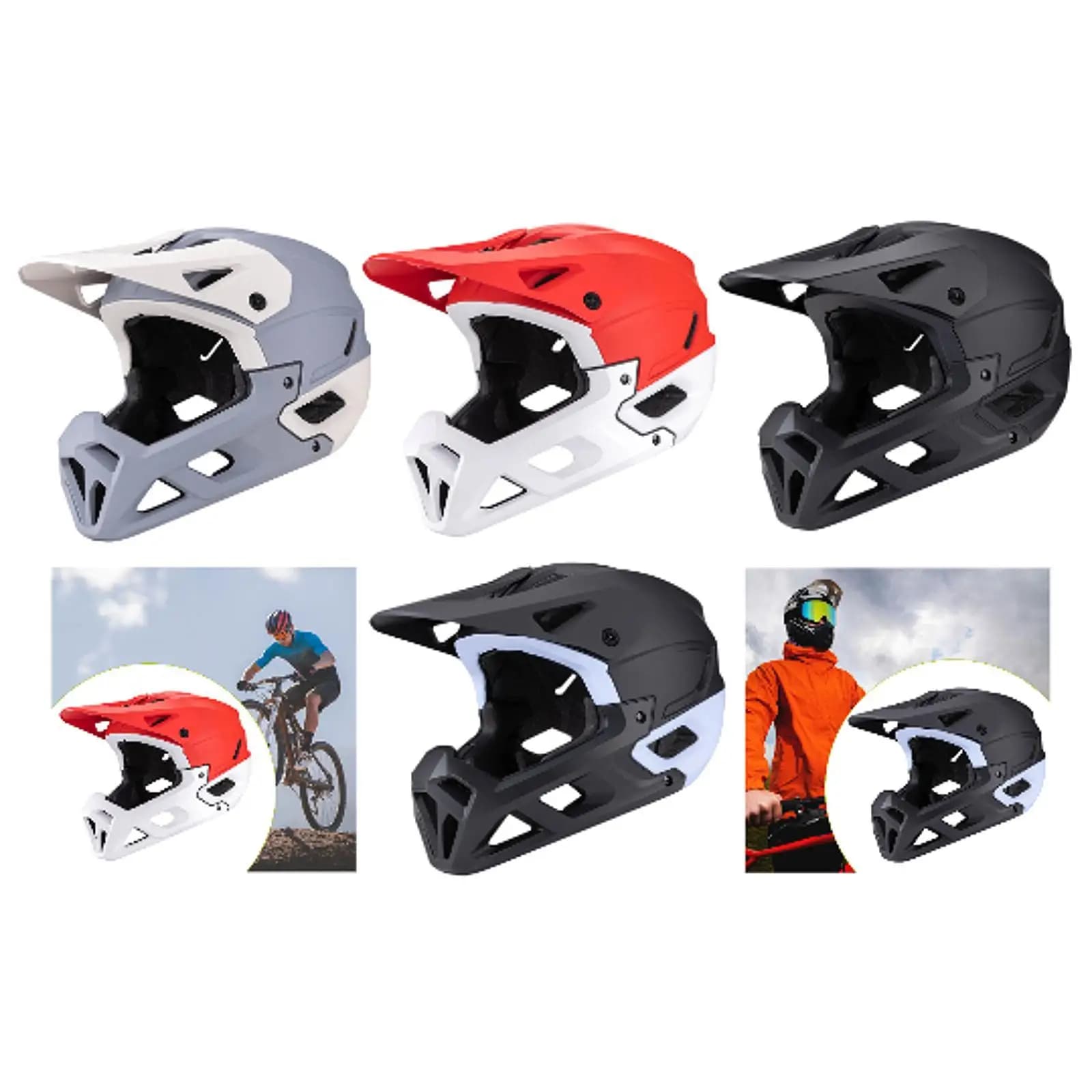 Bicycle Helmet with Menton Removable, Cycling Equipment, For Men and Women, Mountain Bike Helmet Ventilated