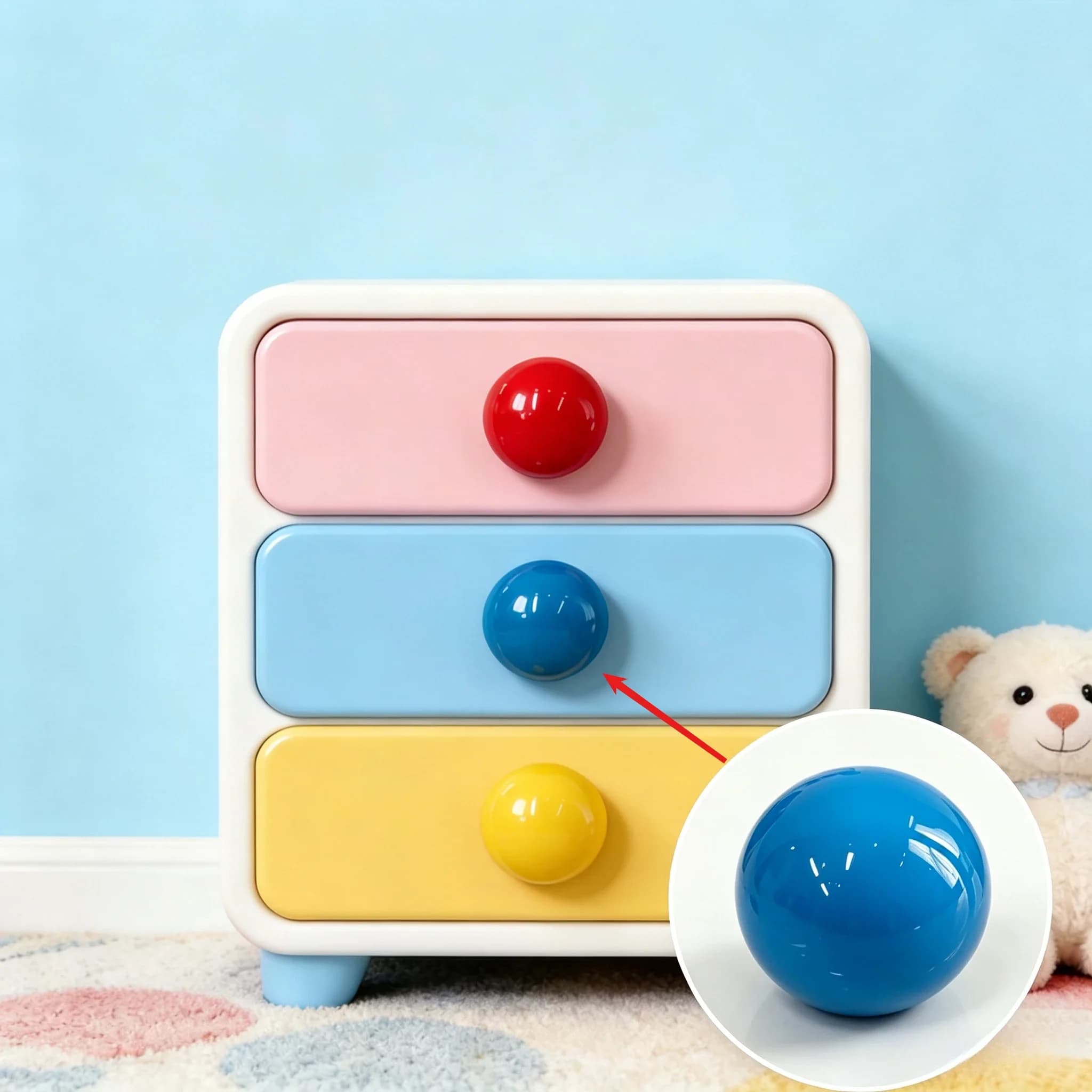 6pcs Single-Hole Round Ball Cabinet Knobs, Colorful Spherical Design Pull Handles for Drawer and Cabinet