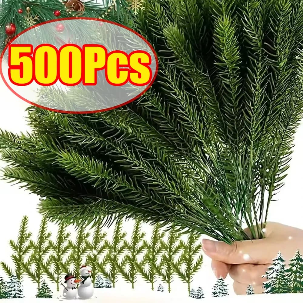 1-500 pieces artificial plant christmas tree pine needles artificial branches artificial plants for christmas tree gift wedding flowers decoration