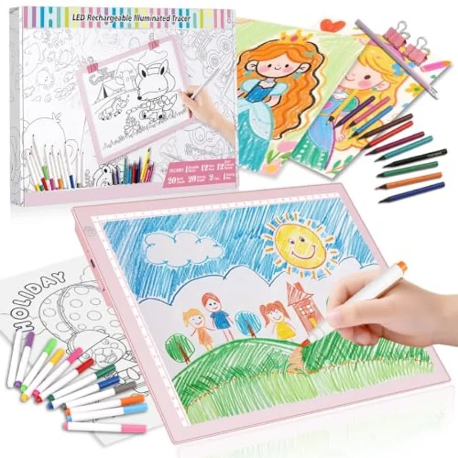 Kit Tavoletta Luminosa LED - Lavagna Luminosa da 15 Pollici per Accessori Diamond Painting, Miglior Regalo di Compleanno e Festività, Giocattolo per Bambine 3 4 5 6 7 Anni