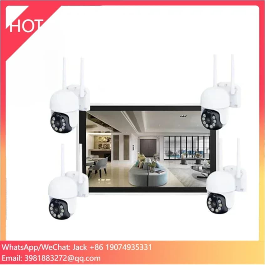 Kit di Sicurezza Tuya con Schermo LCD HD da 10.1" 3MP, Sistema di Allarme Domestico Wireless con Telecamere IP CCTV NVR Wi-Fi
