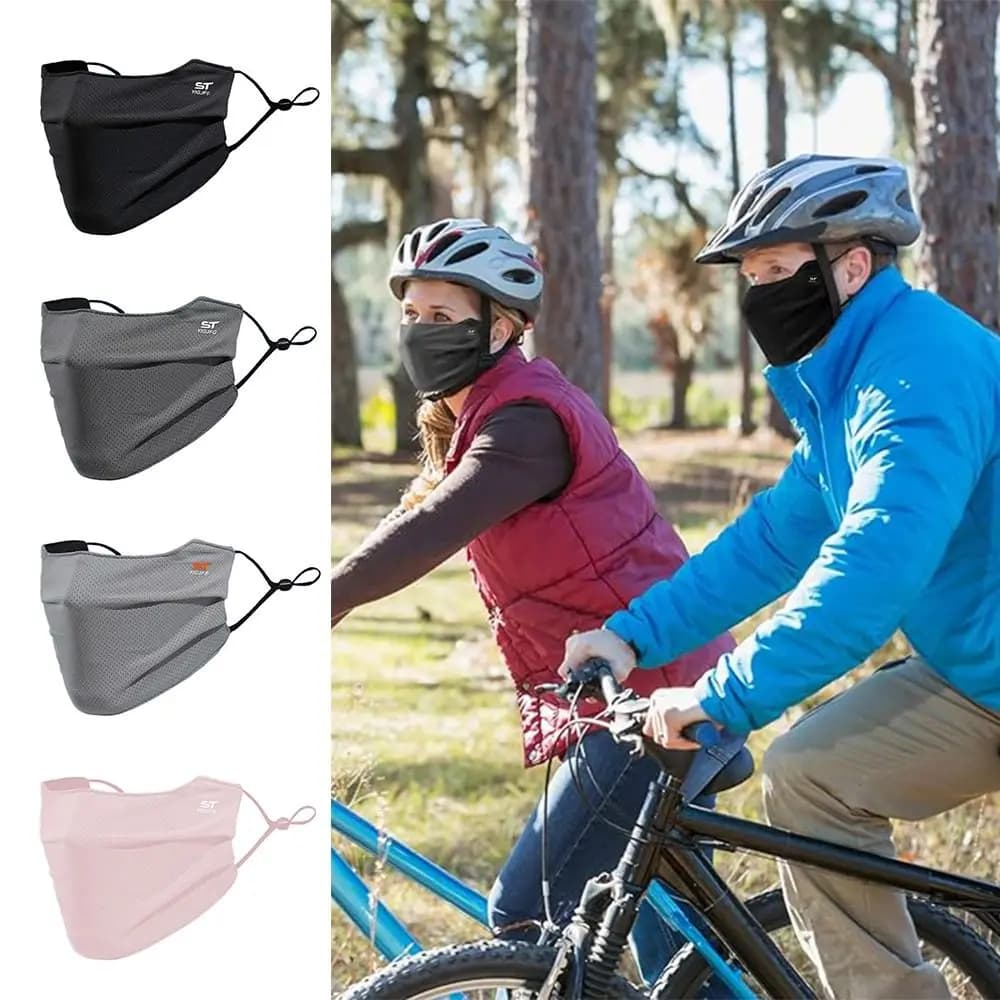 Nylon Face Cover Sun Protection Face Mask Washable Reusable UV Face Shield Solid Color Breathable Ice Silk Face Mask Outdoor