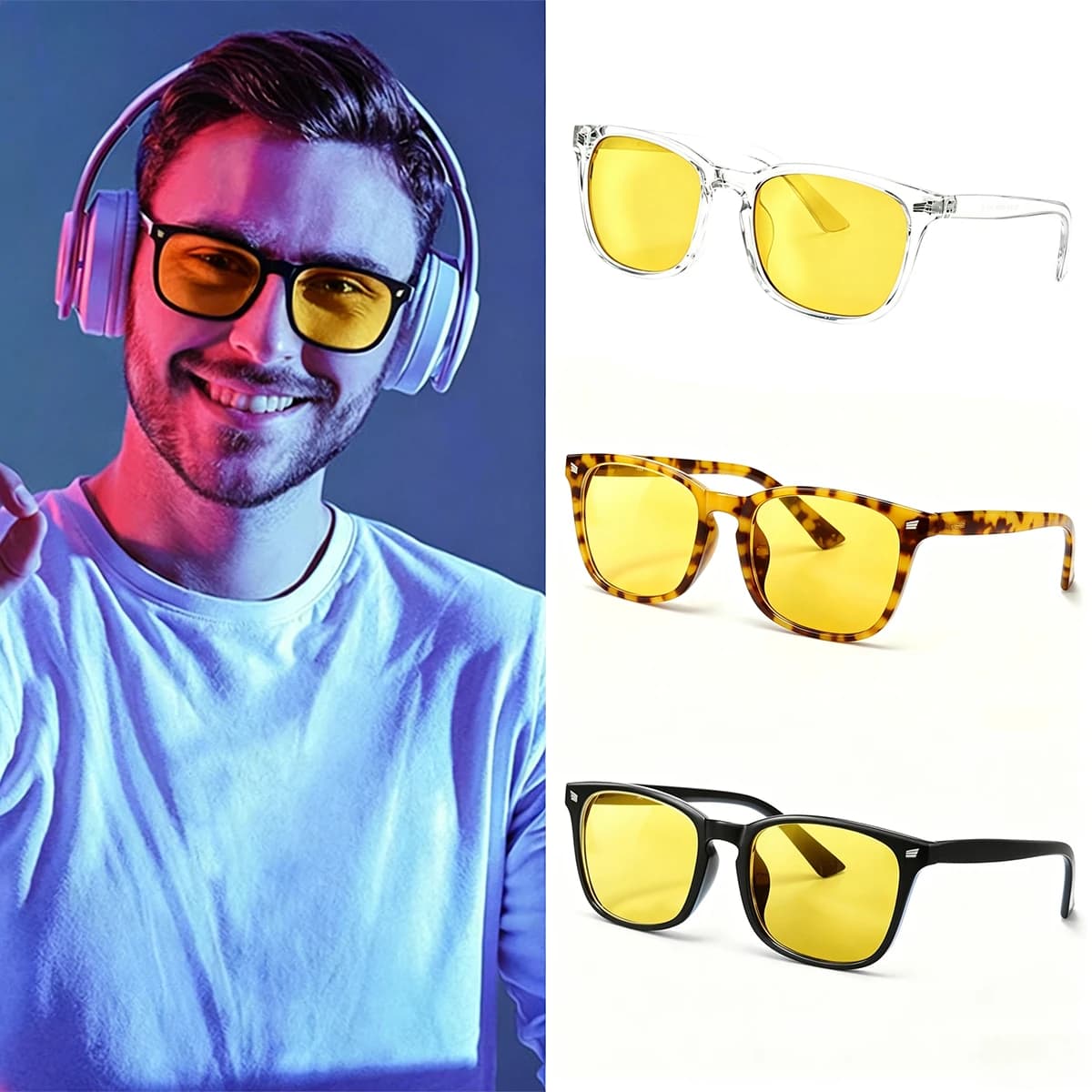 Yellow Lens Blue Light Blocking Glasses Square Men Better Sleep Night Driving Glasses Anti Filter Men Orange Women Eyeglasse S70