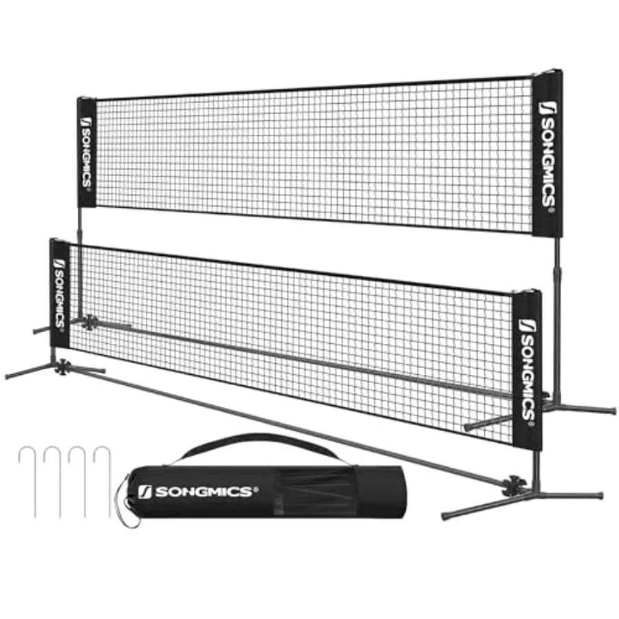 Rete da badminton regolabile in altezza, rete da pallavolo, rete da pickleball per tennis junior, rete pieghevole in nylon per campi interni ed esterni con po