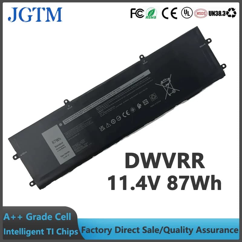 DWVRR 11.4V 87Wh Batteria del computer portatile per Dell Alienware x17 R1 R2 Alienware x15 R1 R2 Inspiron 16 7620 2-in-1 Notebook serie 0017GN