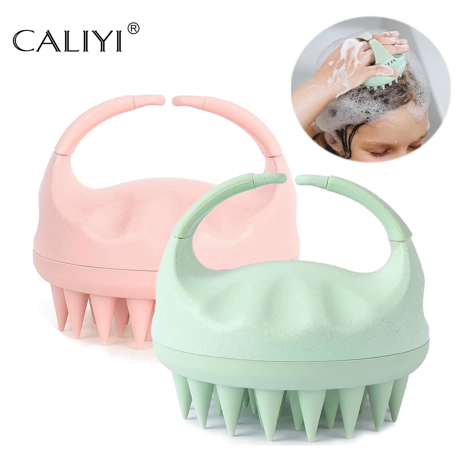 CALIYI 1/2 pz Massaggio Del Cuoio Capelluto Shampoo Spazzola Da Doccia Pettine Pulizia Del Cuoio Capelluto Spazzola In Silicone Cura Del Cuoio Capelluto Smettere di Prurito strumenti da bagno