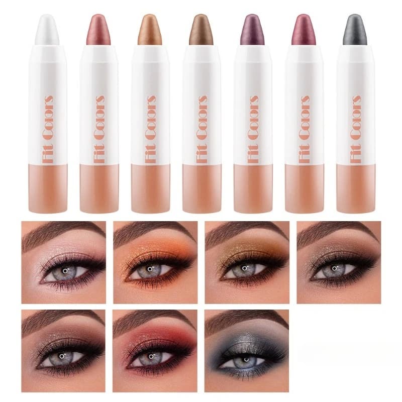 Ombretto in stick perlescente a 7 colori multiuso per sotto gli occhi e labbra Evidenziatore luccicante impermeabile Trucco rapido in viaggio Beauty