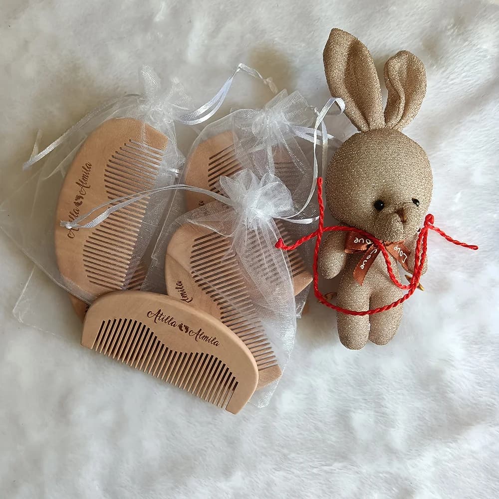 Pettine in legno con incisione laser personalizzata, data e nome, battesimo del bambino, souvenir di eventi aziendali, LOGO personalizzato, festa nuziale, regalo per gli ospiti