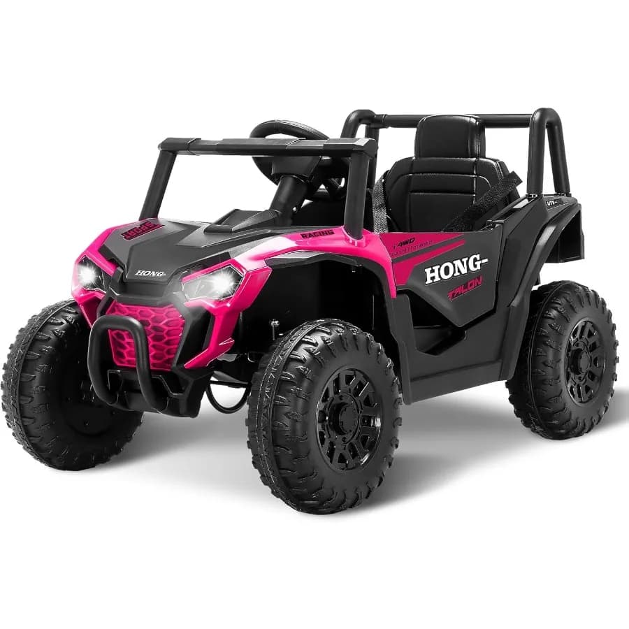 Giro in auto elettrica 12V su camion per auto con luci a LED telecomandate Cintura di sicurezza musicale regolabile a 3 velocità Avvio morbido Clacson Ride on