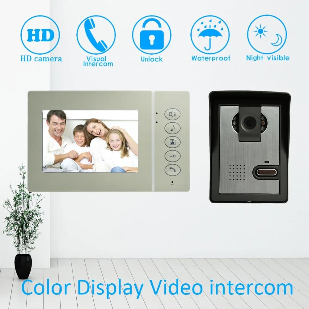 Set Videocitofono con Pannello TFT-LCD da 4 Pollici, Sistema Smart Home, Controllo Accessi, Campanello con Telecamera Visibile di Notte per Visitatori
