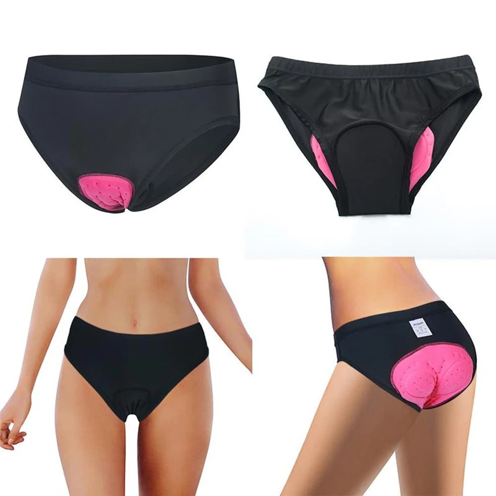 Pantaloncini da ciclismo da donna con imbottitura in gel 3D antiurto per MTB, bici da corsa, ciclismo, intimo, mutande, neri in rete
