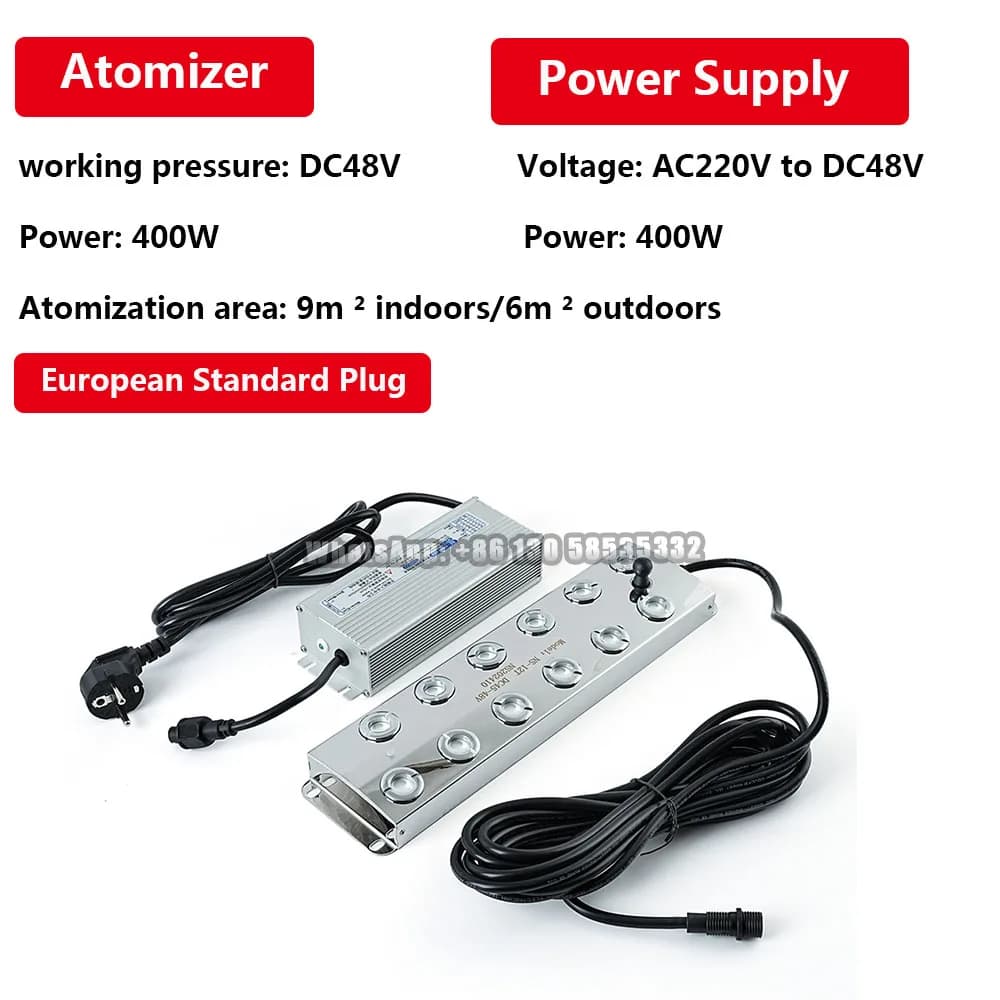 Umidificatore a Ultrasuoni DC48V con 2/3/4/6/8/10/12 Testine, Nebulizzatore per Serre, Laghetti, Idroponica, Atomizzatore, Spruzzatore di Nebbia