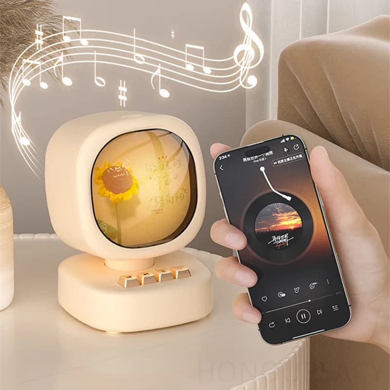 HIFI Stereo Bluetooth Speaker Ambient Light Creative Karaoke Speaker Household Children's Wireless Smart Retro Audios with Mics