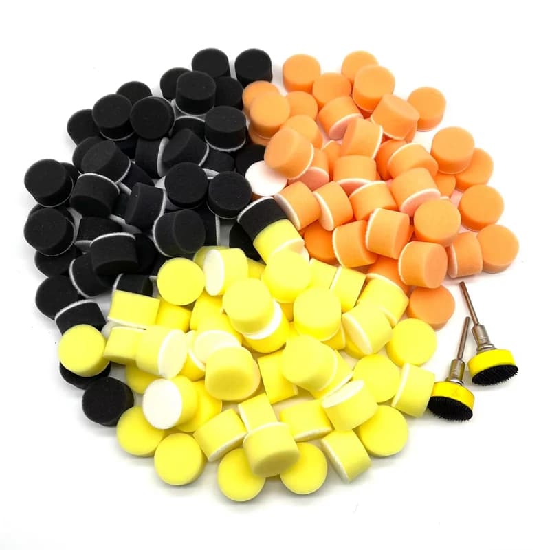1 "25mm 50 pezzi tamponi per lucidatura in spugna strumenti per tampone per ceretta lucidatrice per auto ruvida e media e Fine per utensile rotante Dremel