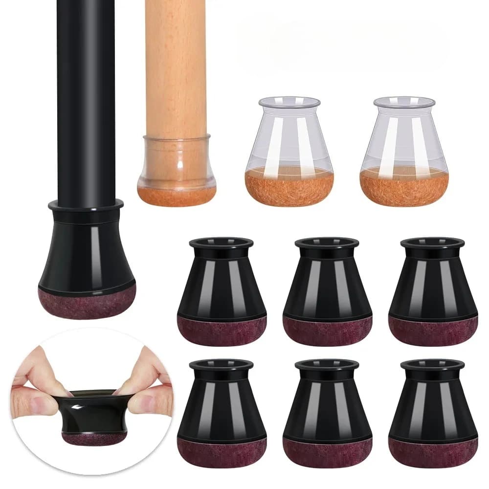 4 PCS Silicone Chair Leg Floor Protectors for Hardwood Floors Furniture Pads Caps with Wrapped Felt Bottom Sliders