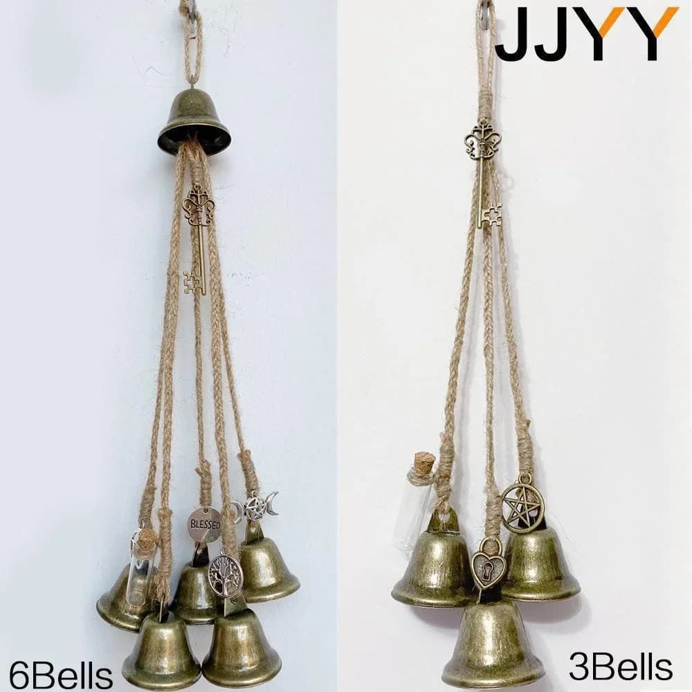 JJYY Wall-mounted Wind Chimes Blessing Bells Door Retro Style Adornment 3 Buttons /6 Buttons Optional