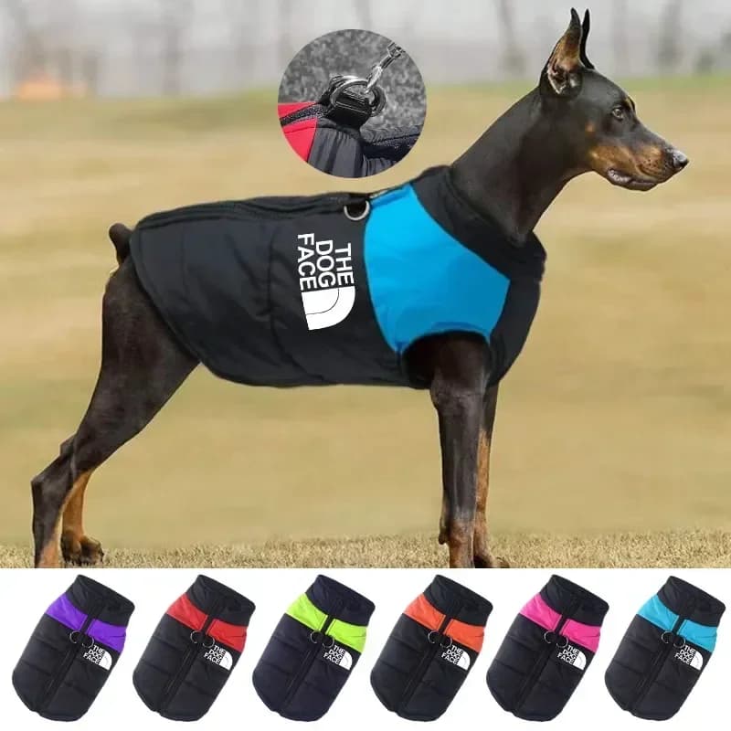 Vestiti caldi impermeabili per cani Cappotto per animali Gilet invernale Giacca imbottita con cerniera Abbigliamento per cani per cani di taglia piccola, media e grande Il vestito per il viso del cane