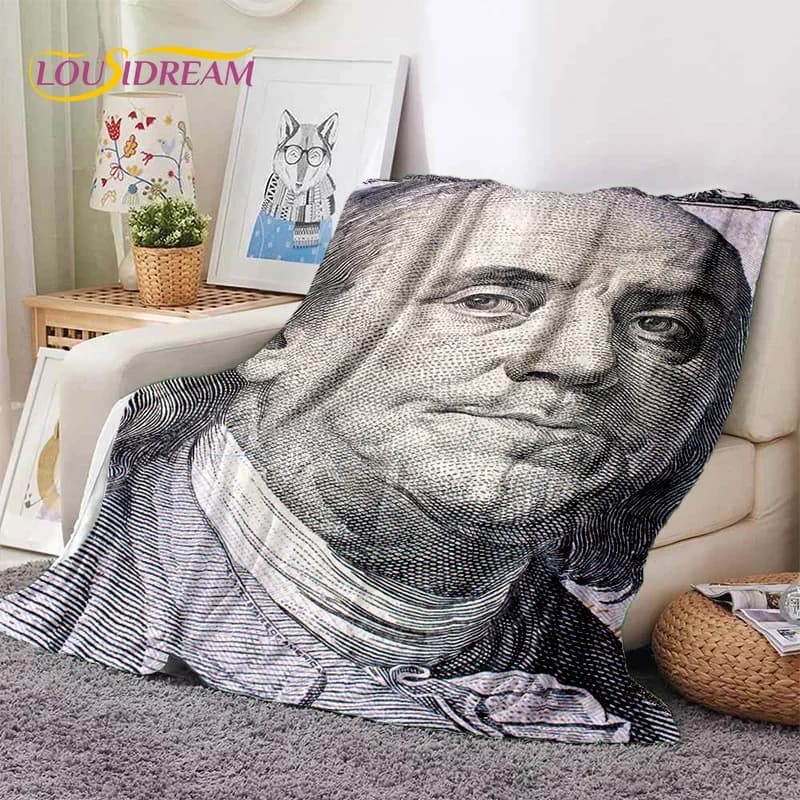 Coperta in morbida flanella di cartone animato con dollaro ricco 3D, euro, libbra, per letti, camera da letto, divano, picnic, coperta per il tempo libero all'aperto, pisolino