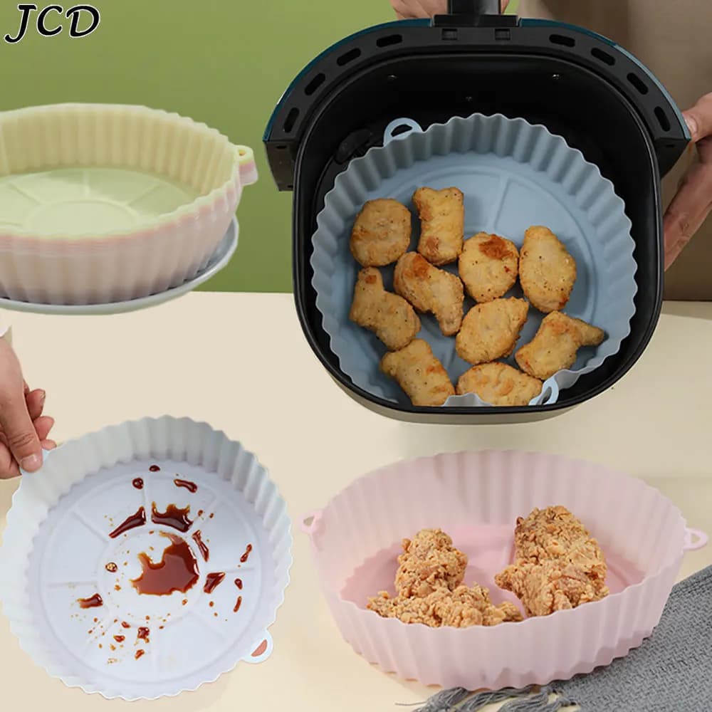 JCD reusable air fryer tray mould for easy cleaning suitable for grill mats for round pizza accessories for cooking air fryer