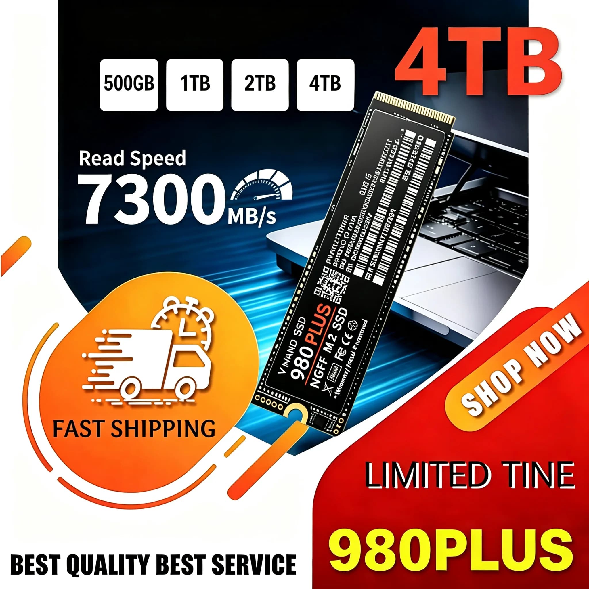 980PLUS M.2 NGFF 2280 SSD, 7200MB/s High Speed NVMe Internal Solid State Drive, 500GB 1TB 2TB 4TB for Laptop PS5 Desktop