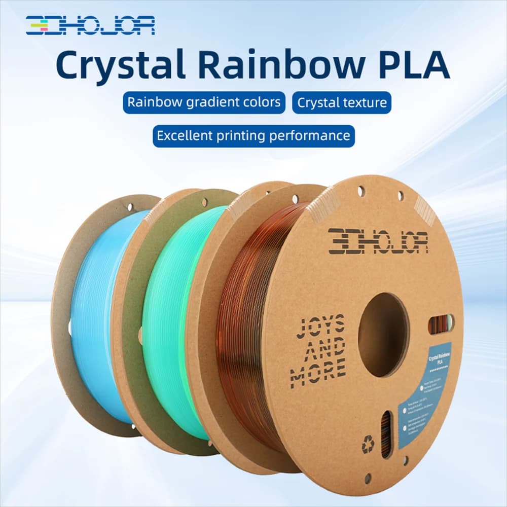 3DHOJOR PLA 3D Filament Rainbow Crystal Filament 3D Printer 1.75MM 1KG Crystal Filament for Bambu Lab Aesthetic 3D Printing PLA