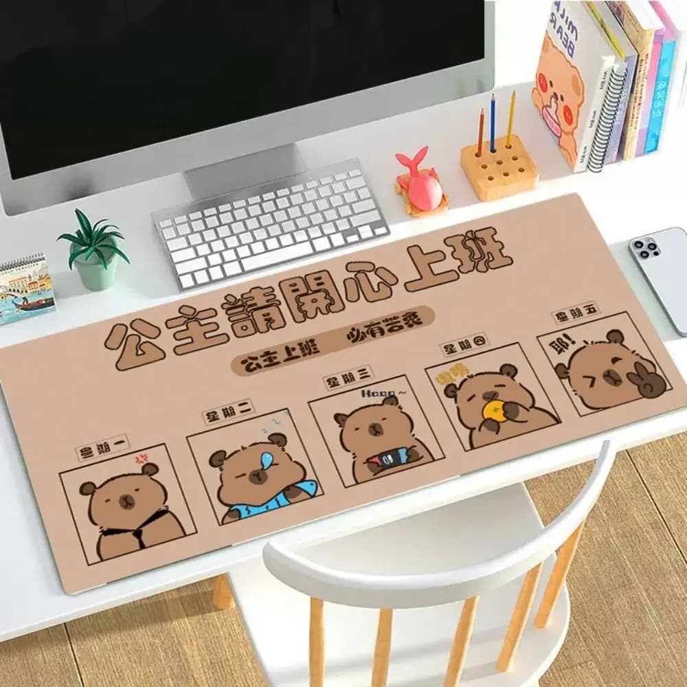 Simpatico tappetino per mouse Capybara Cartoon Kawaii Protezione da scrivania Accessori da gioco Tappetino da scrivania antiscivolo