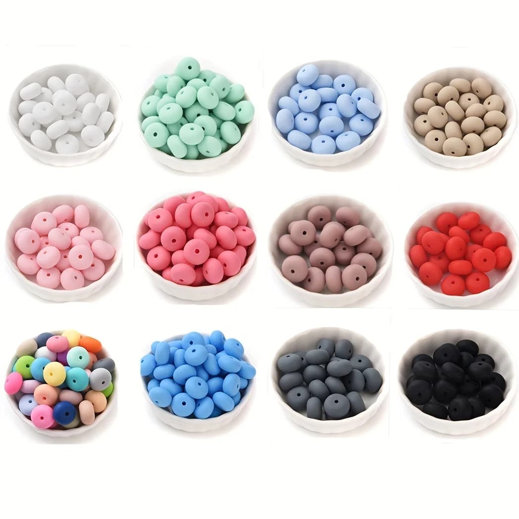 20pcs/lot 14mm Abacus Loose Silicone Beads Spacer Lentil Bead For Jewelry Making DIY Bracelet Necklace Decoration Accessories