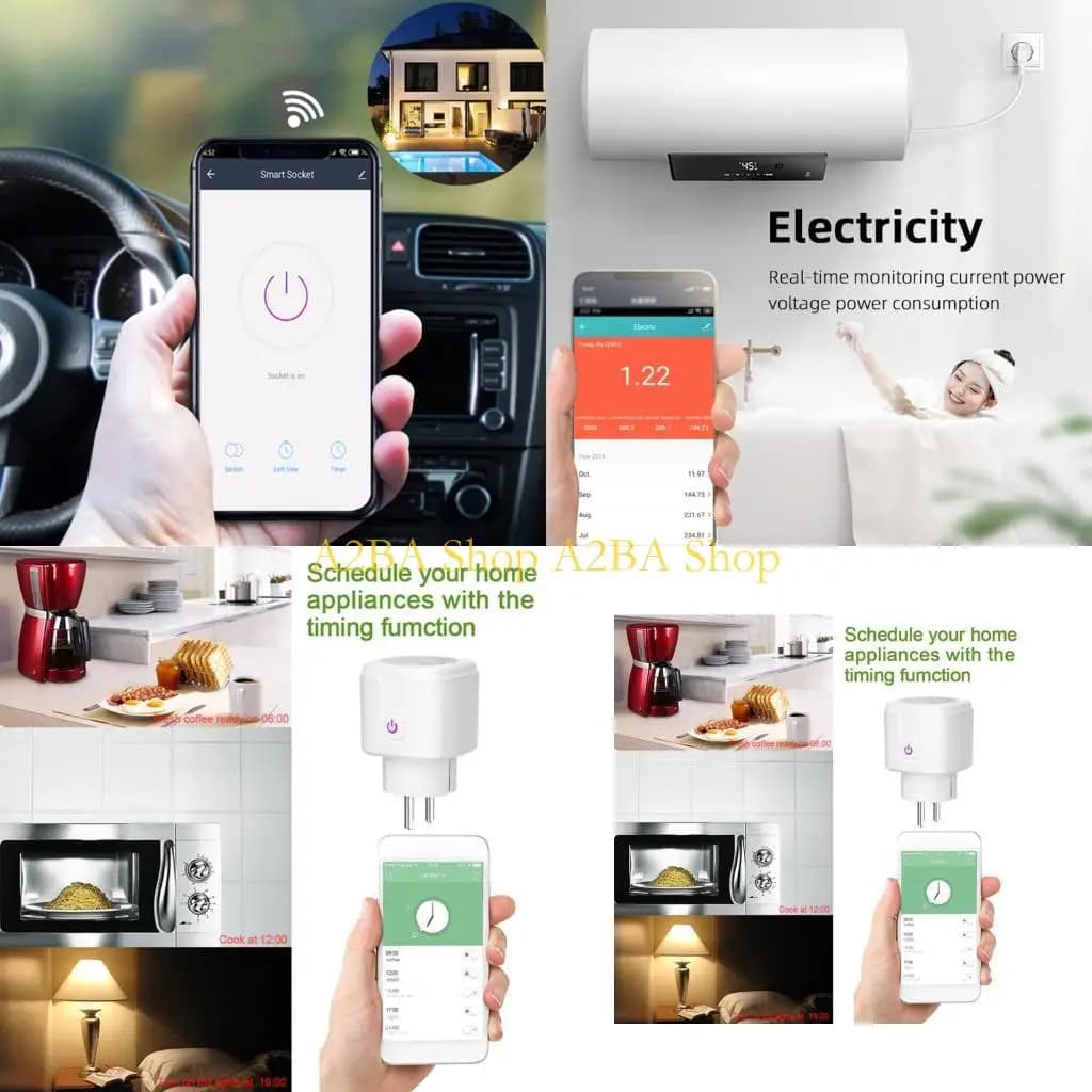 A2BA per presa intelligente con funzione temporizzazione Multiuso 16A 100-240 V 50/60 Hz APP Presa controllo remoto UE