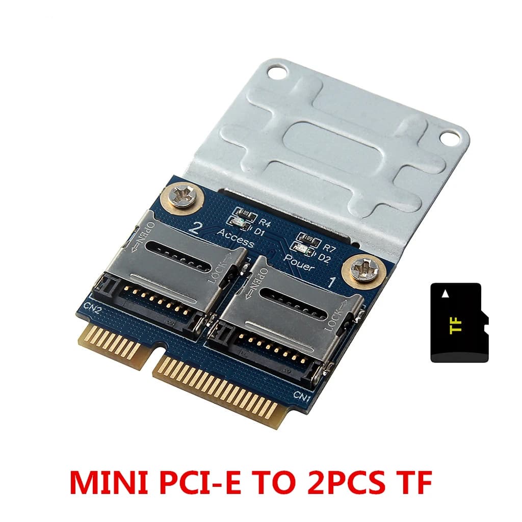 Mini adattatore pci-e 2 SSD HDD per Laptop Dual Micro- SD SDHC SDXC TF a Mini PCIe lettore di schede di memoria MPCIe a 2 Mini-sdcard