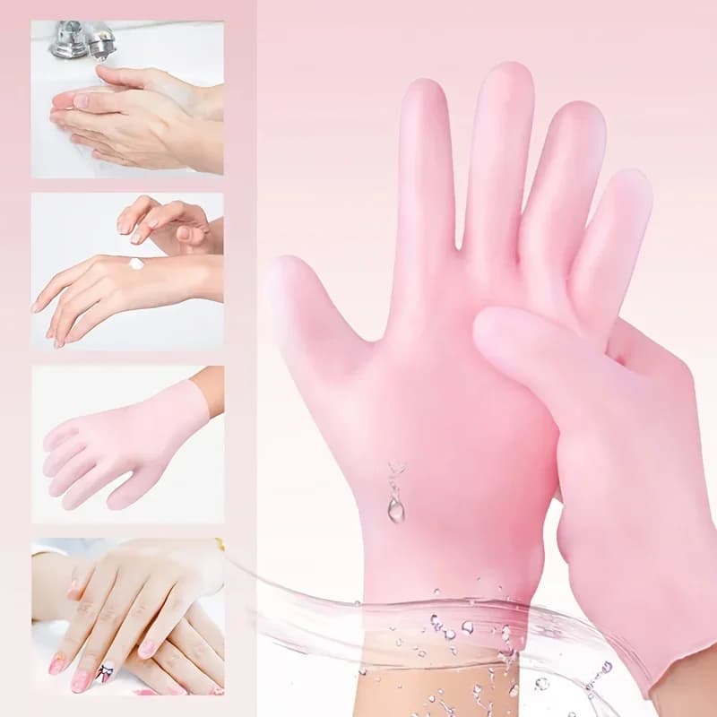 2 Guanti in Silicone Riutilizzabili per Mani Secche, Esfolianti Delicati, Idratanti Intensivi, Guanti da Spa, Strumento di Bellezza per la Cura delle Mani