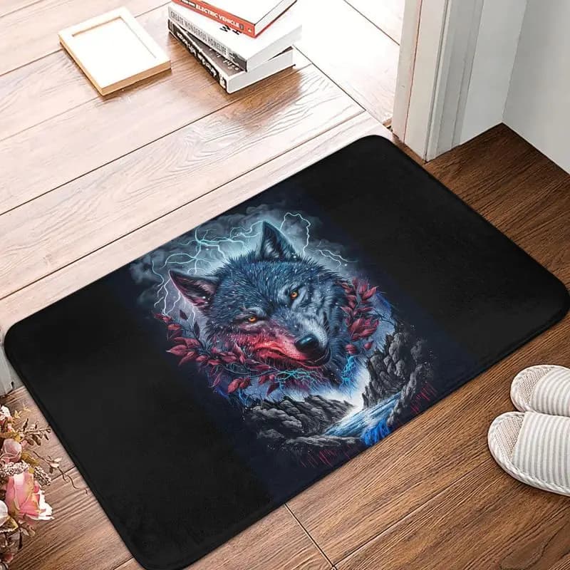 Zerbino personalizzato con lupo animale, tappeto antiscivolo per cucina, bagno, garage, 40 * 60 cm