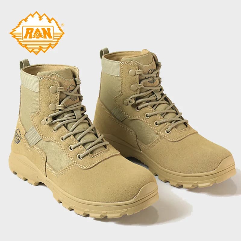 Scarpe da trekking Uomo Stivali da caccia impermeabili Pelle di mucca Tattico Deserto Combattimento Caviglia Scarpe da ginnastica da trekking mountian da lavoro maschile