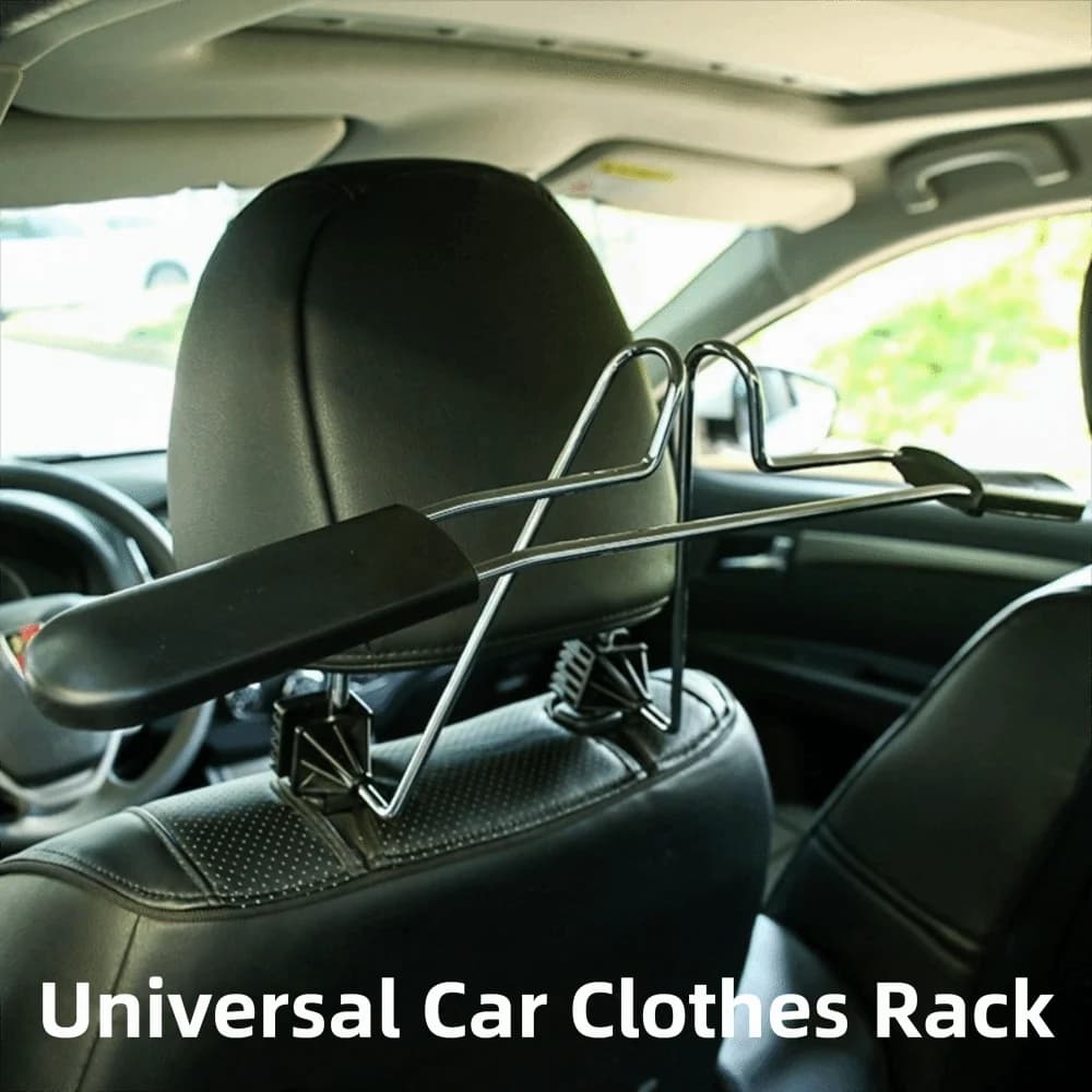 Universal Car Clothes Rack Extendable Stainless Steel Jacket Suit Coat Hanger Hat Holder Quick Installation Back Seat Organizer