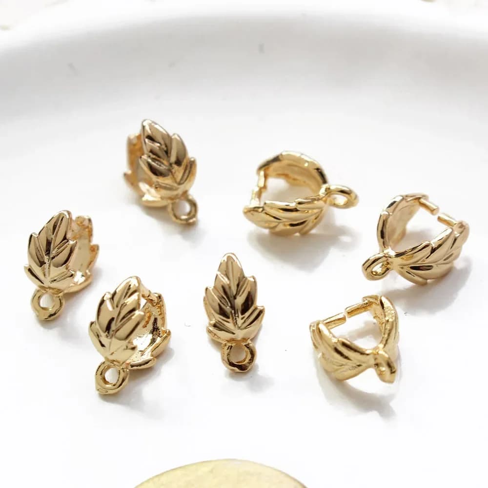 10PCS 18 K Gold Plated Melon Leaf Shaped Buckle Necklace DIY Bracelet As Material Jewelry Accessories