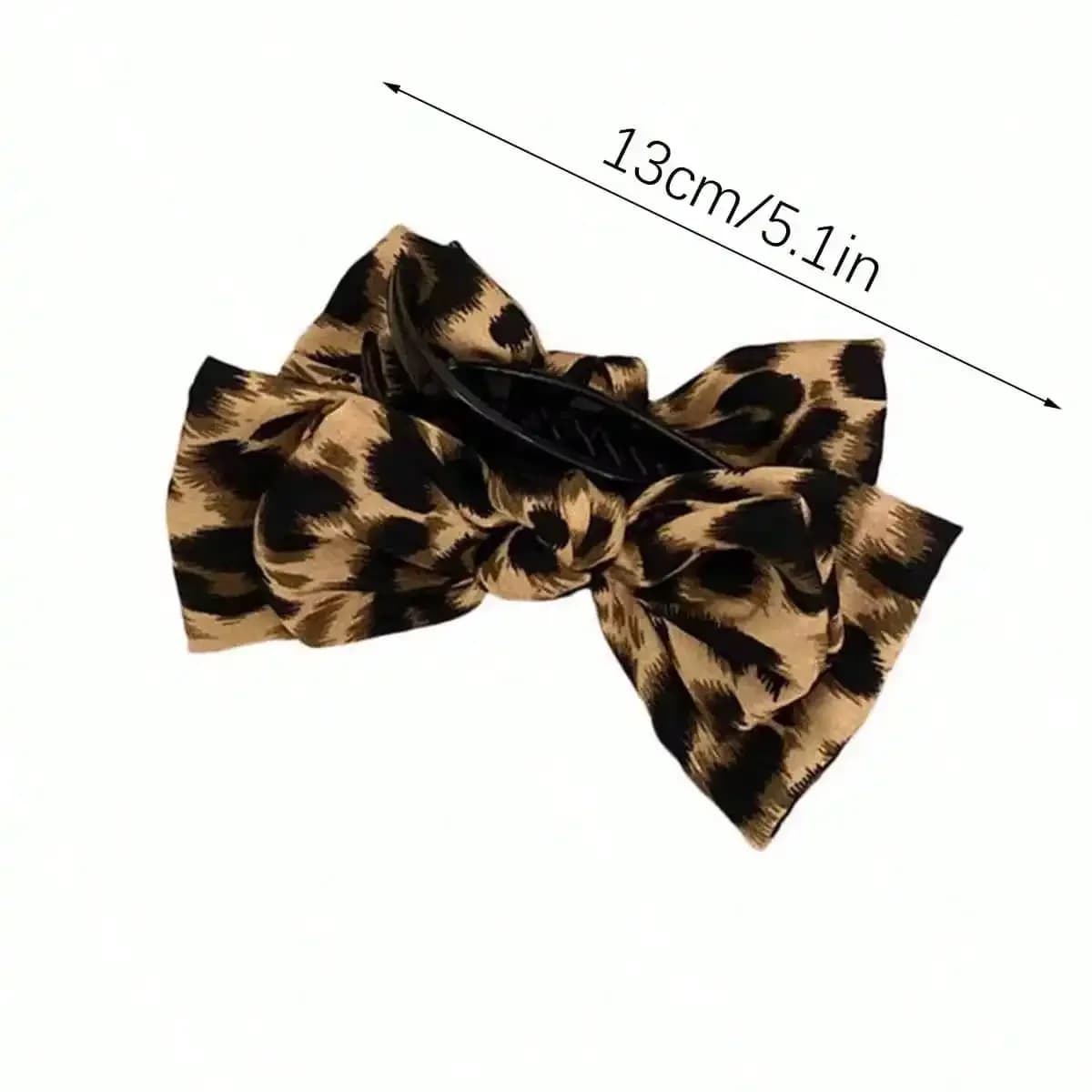 Grande fermaglio per capelli con fiocco stampato leopardato per donna, stile vintage Y2K