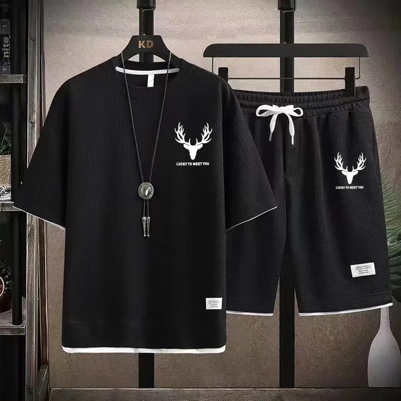 New Men's Complete Two Pieces: T-Shirt Breathable and Shorts, Summer 2026, Elegant Complete Casual Beach for Men