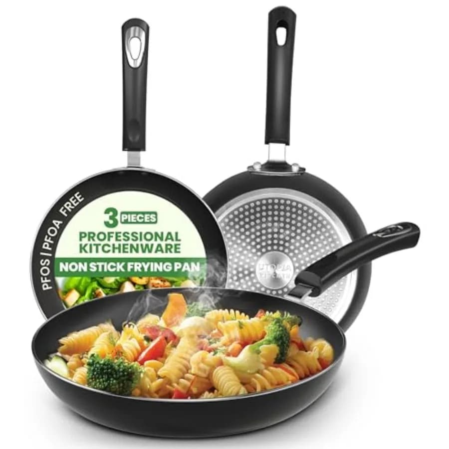 Set di Padelle Antiaderenti 3 Pezzi per Omelette con Fondo per Induzione, Padelle da 8, 9.5 e 11 Pollici