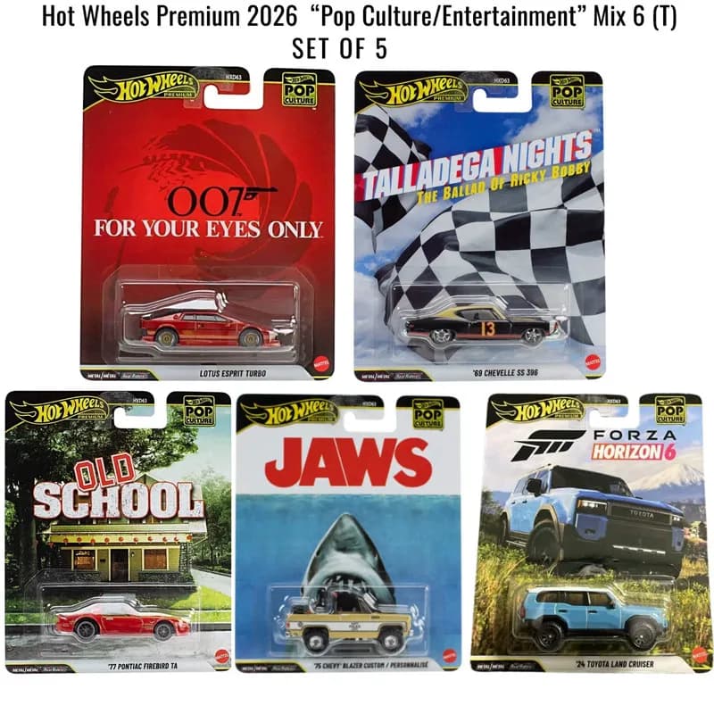New Hot Wheels Premium Pop Culture Diecast Car Set Lotus Chevrolt Land Cruiser Collectible Ornament Vehicle Hobby Model Toy