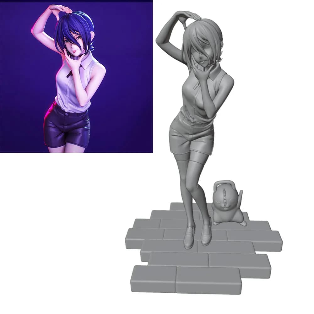 Statua di personaggio anime in scala 1/24, miniatura GK, modello grigio stampato in 3D, modello di bambola fai da te, non assemblato e non verniciato