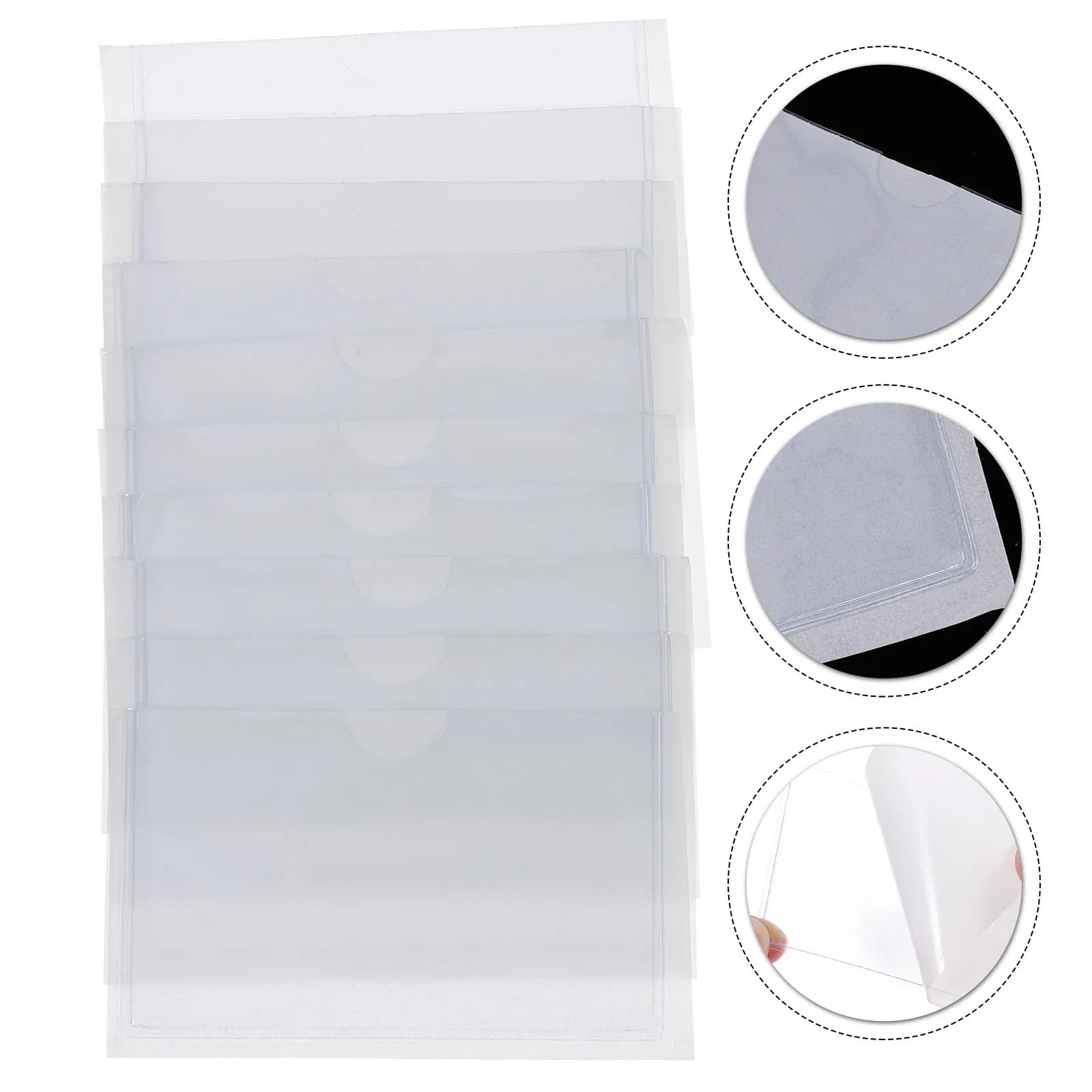 10 Pezzi Tasche Adesive Trasparenti per Etichette, Design Semicircolare Facile da Inserire, Porta Carte d'Indice per Foto, Biglietti da Visita, Cartoline