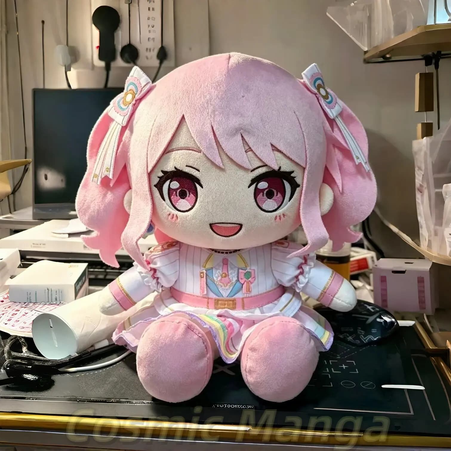 Anime BangDream Maruyama Aya Fufu 40cm Game Cartoon Figure Idol Plushie Sitting Posture Mascot Cosplay Gift Halloween