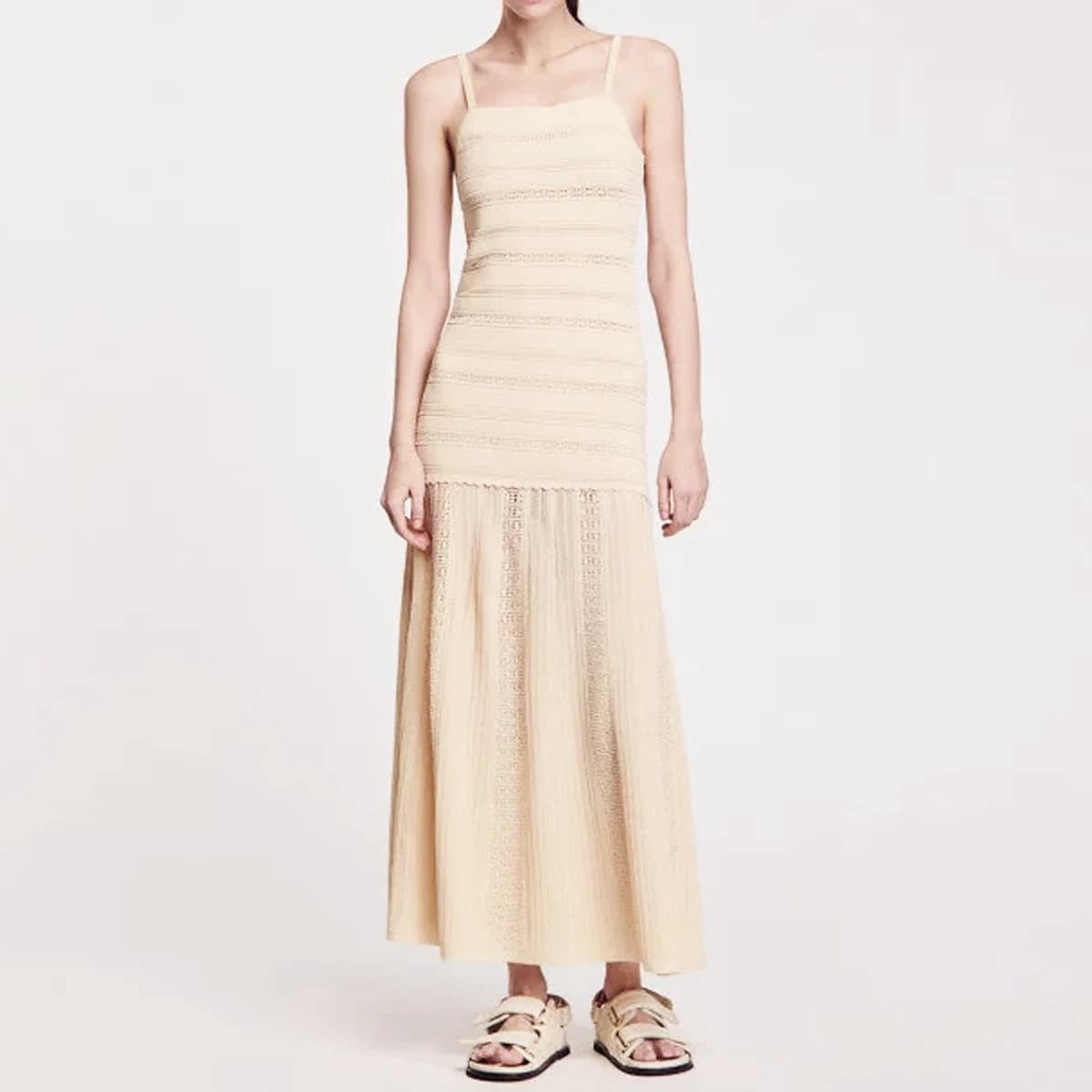 Nanyou High Quality Summer New Fashionable Commuter Women's Handmade Hook Flower Hollow Slim Sleeveless Strap Long Dress