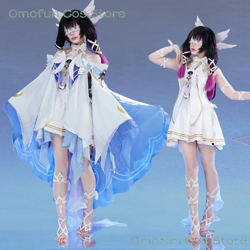 Costume Cosplay Fatui Columbina con Parrucca e Abito, Uniforme da Donna del Gioco Genshin Impact, Set Completo per Halloween