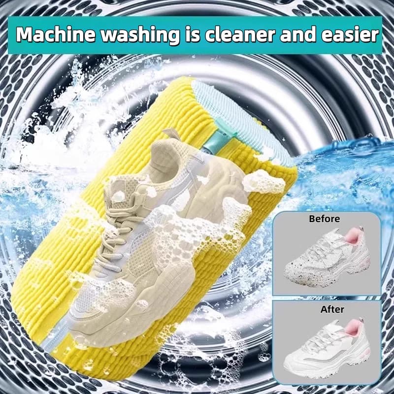Yellow New bag for washing shoes Padded net for washing shoes Soft fibres Polyester sneaker Friendly laundry bags for washing