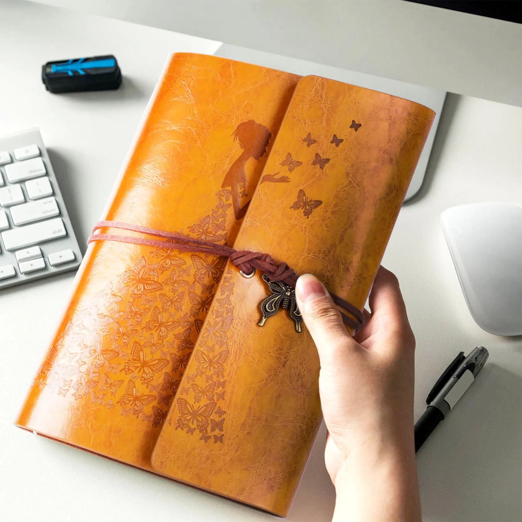 ABJS Refillable Notebook Journals,A6 Leather Bound Travel Diary Art Drawing Sketchbook Journals to Write in for Women/Valentine'