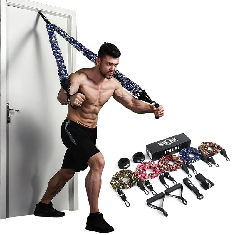 Set di 11 Bande Elastiche in Lattice Rivestite in Tessuto con Fasce per Caviglie, Bande Elastiche per Fitness e Stretching