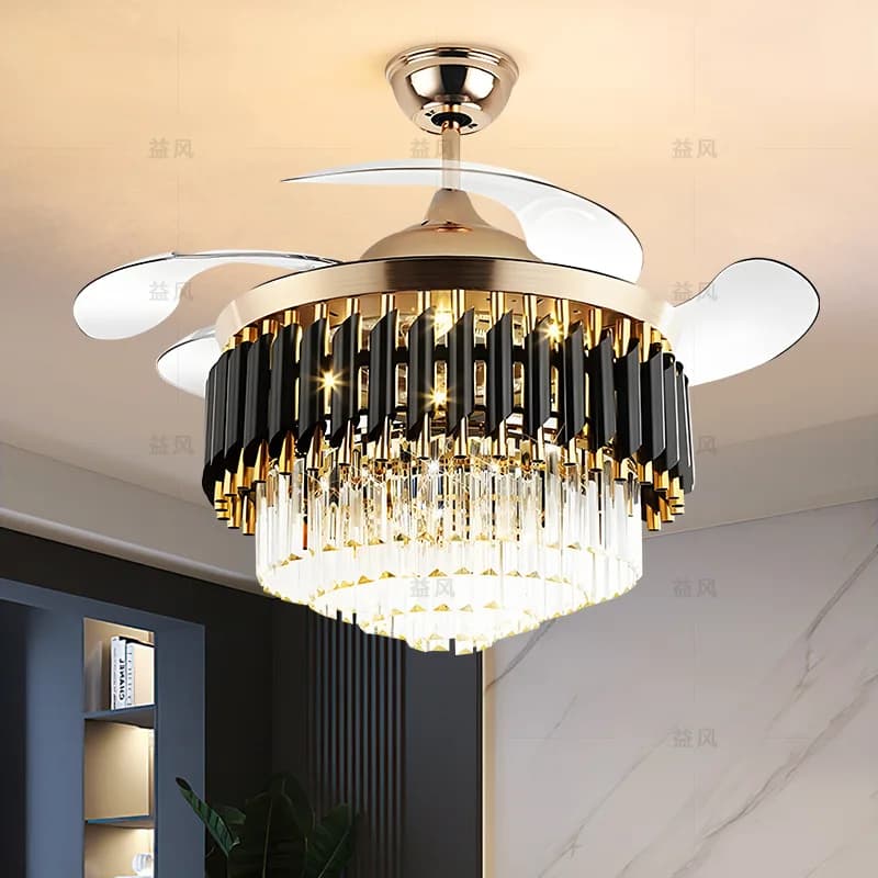Ventilatore da soffitto con luce a LED, per soggiorno e sala da pranzo, con ventola integrata a frequenza variabile.