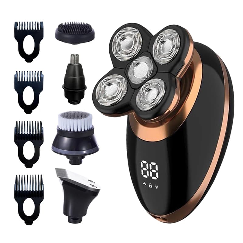 5 in 1 electric shaver for man bald head hair trimmer floating nose 5 heads shaving knife rechargeable razor