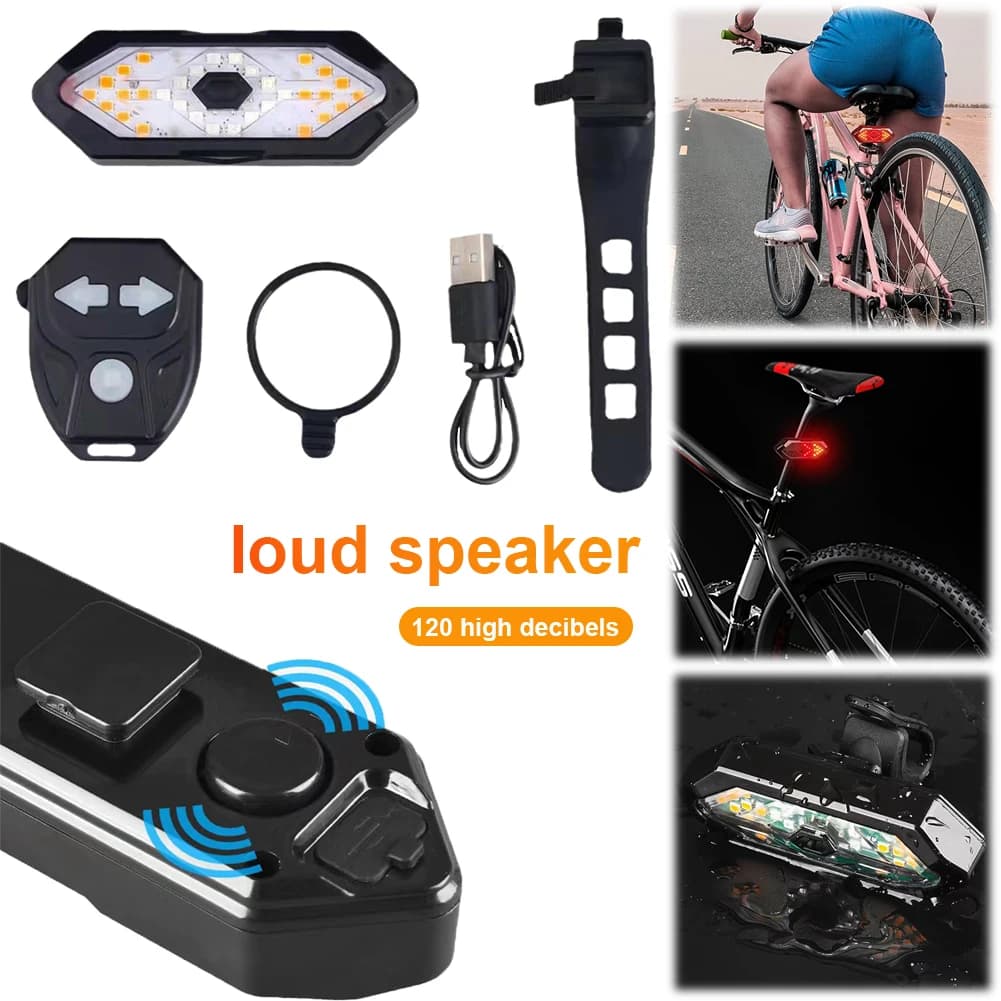 USB Rechargeable Bicycle Signal Lights, 900mAh Wireless Rechargeable Rear Light for MTB and Road Bike, Waterproof IPX4