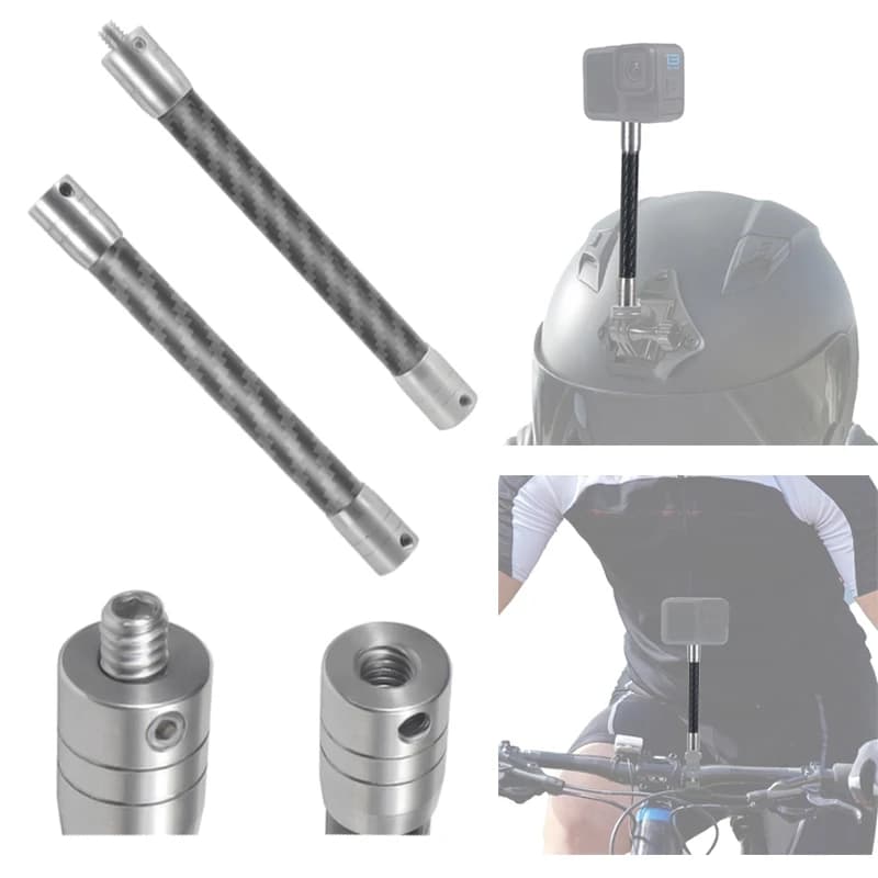 Asta di prolunga in fibra di carbonio 1/4 "Selfie Stick Asta estensibile Foro per vite in acciaio inossidabile per Gopro DJI OSMO 360 Action Camera
